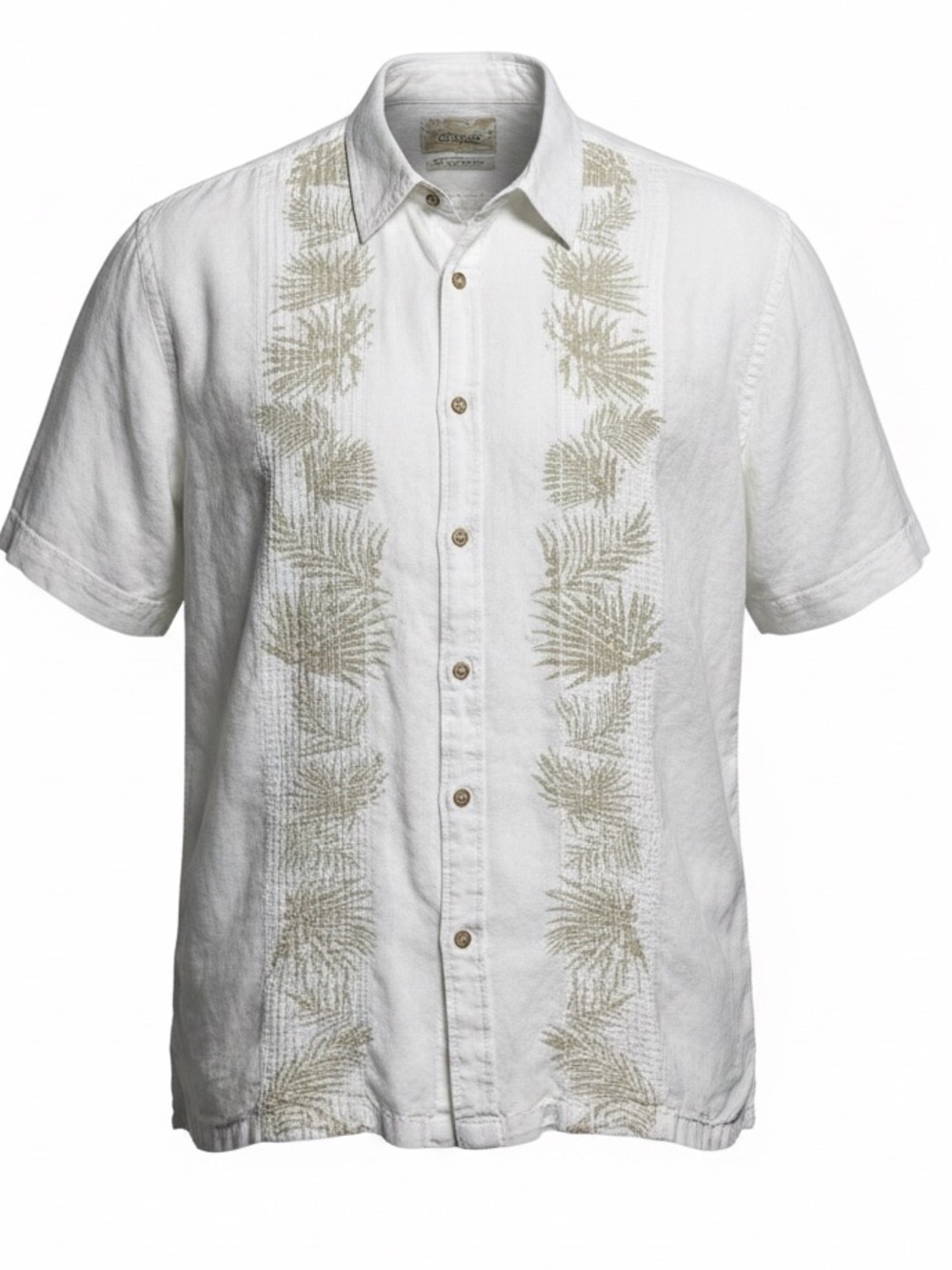Tasso Elba Island White Linen Cotton Embroidered Short Sleeve Shirt men’s Sz XXL